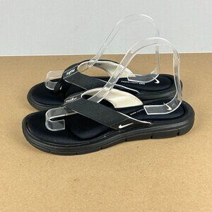 Nike Comfort Footbed Thong Sandals Womens 9 Black White Padded Casual Sport
